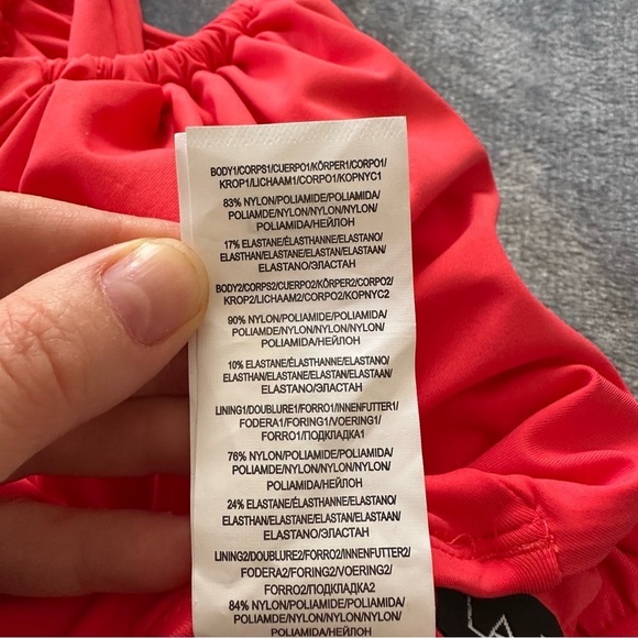 NWT La Blanca Island Goddess High Neck Keyhole One Piece Guava Size 16 - Picture 13 of 16